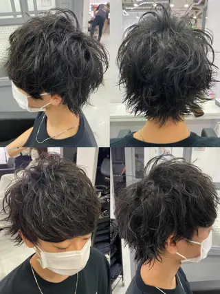 ショート カラー パーマ ヘアアレンジ メンズ 🔥メンズパーマ特 化🔥渡辺一翔🔥のヘアスタイル