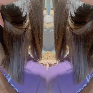 セミロング カラー 韓国🇰🇷 ✂︎hair 内田愛のヘアスタイル