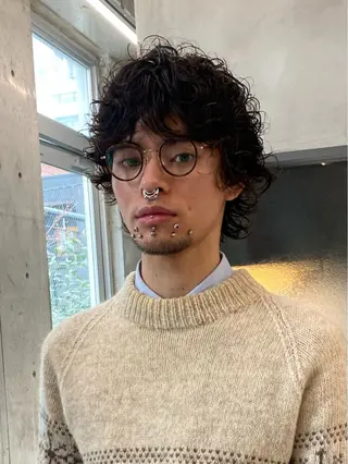 ミディアム パーマ メンズ 村田 りょうやのヘアスタイル