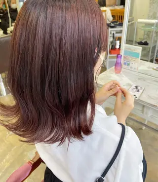 ミディアム カラー レイヤーカット/ 縮毛矯正/ミサキ💐のヘアスタイル