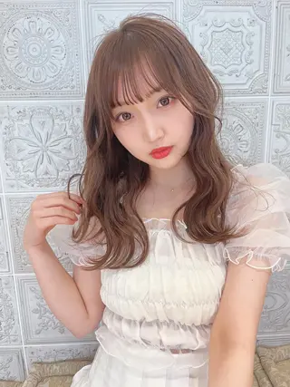 ロング 川井麻由🎀アイドル 量産🎀ピンクカラーのヘアスタイル