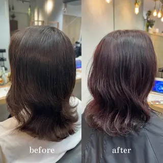 ミディアム カラー 縮毛矯正/艶髪カラー ヘアアレンジ/ひふみのヘアスタイル