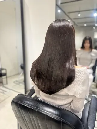 ロング カラー パーマ ヘアアレンジ 透明感/オリーブ/ グレージュ/YUKAのヘアスタイル