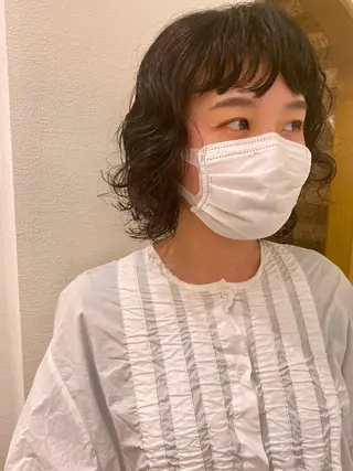 ミディアム パーマ 顔周り/ブリーチなし /縮毛矯正🫧伊勢のヘアスタイル