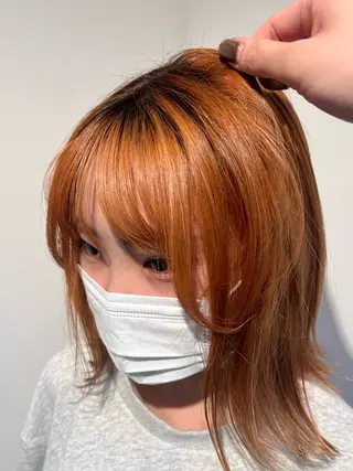 ミディアム カラー 本木下朋花/髪質 改善×ダブルカラーのヘアスタイル