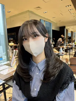 セミロング Nanako。/韓国 ヘア/顔周りカットのヘアスタイル