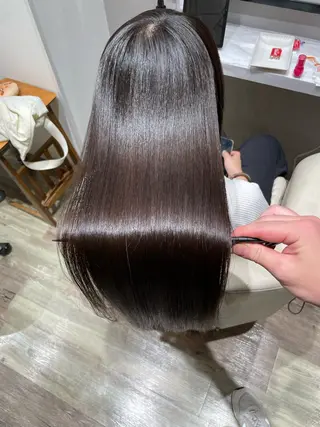 ロング パーマ k-twoたき✨艶感 カラー／美髪矯正のヘアスタイル