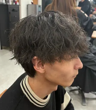 パーマ メンズ カズキ🌼曲がる縮毛 ／くせ毛パーマのヘアスタイル