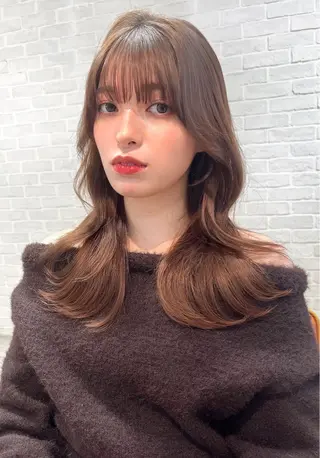 セミロング カラー 【韓国ヘア×透明感 カラー】笹谷 莉未のヘアスタイル