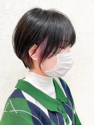 ショート ショートヘア くすみカラー、大場猛のヘアスタイル