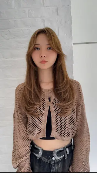 ロング 前髪顔まわりカット 🌈中村海聖のヘアスタイル