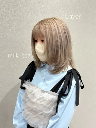 ミディアム カラー ハイトーン/カラー /ウルフ/RENAのヘアスタイル