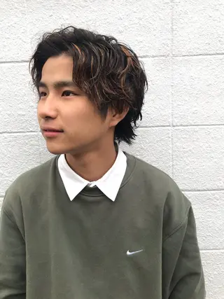ショート カラー パーマ メンズ JUNTA 梅田茶屋町のヘアスタイル