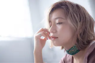 ミディアム カラー パーマ 萱場 小麦のヘアスタイル