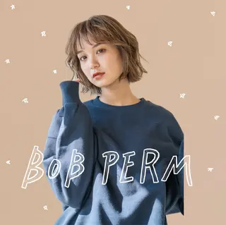 ショート カラー パーマ benji仙台所属・KOKI/ ボブ/ パーマ/透明感カラーのヘアスタイル