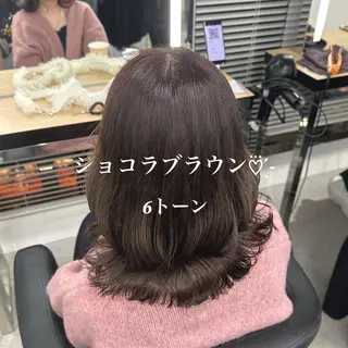 ミディアム カラー NAMI🤎ブラウン &ミルクティー🤍のヘアスタイル