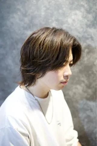 ショート カラー パーマ メンズ 【センターパート/ マッシュ】ryokaのヘアスタイル