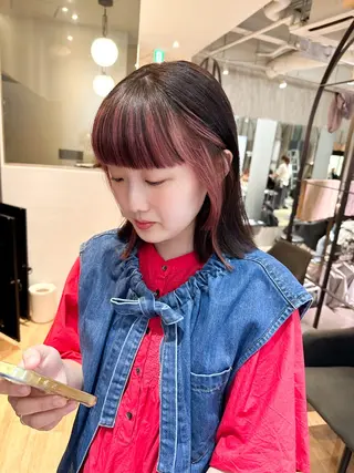 ミディアム カラー ヘアアレンジ 🤎ono/ 切りっぱなしボブ🤎のヘアスタイル