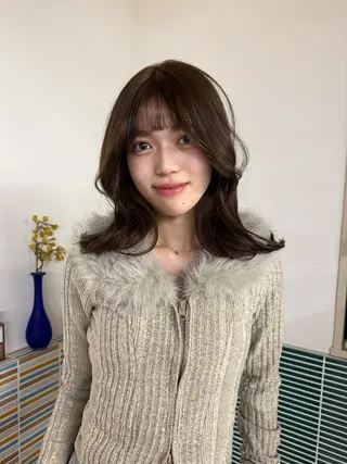 ミディアム 縮毛矯正/ブリーチ なしWカラー/みゆのヘアスタイル