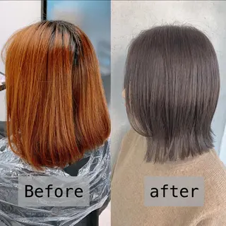 ミディアム カラー 前髪顔周りカット 沼田　拓斗のヘアスタイル