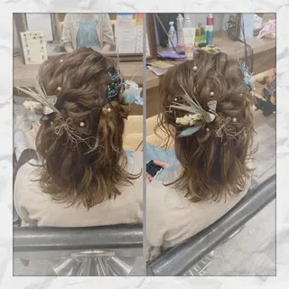 ミディアム ヘアアレンジ ヘアセット/着付け 𓇼 松本 夏美𓇼のヘアスタイル