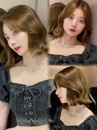 ミディアム ロンドガーネット /髪質改善/レイヤーのヘアスタイル