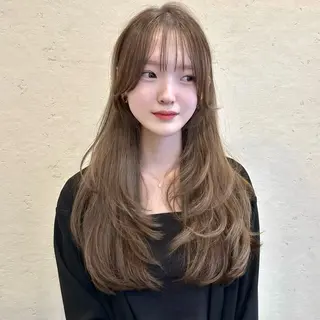 ロング 🌹ハッシュカット、 レイヤー韓国ヘア🌹のヘアスタイル