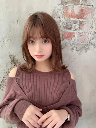 ミディアム カラー 新宿✨顔周りカット 韓国ヘア/坂本亜裟海のヘアスタイル