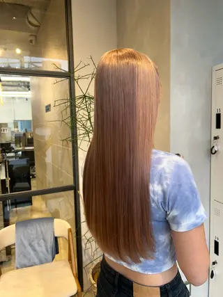 ロング カラー ピンク/ベージュ /似合わせ/田島百華のヘアスタイル