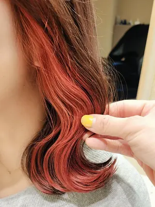 カラー ミディアム あかね☆ヘアアレンジ /ボブ/縮毛矯正のヘアスタイル