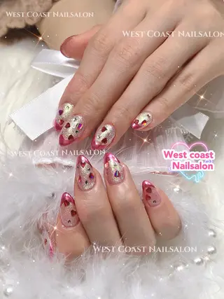 ネイル リボン、ガーリー パーツ放題専門店のネイルデザイン