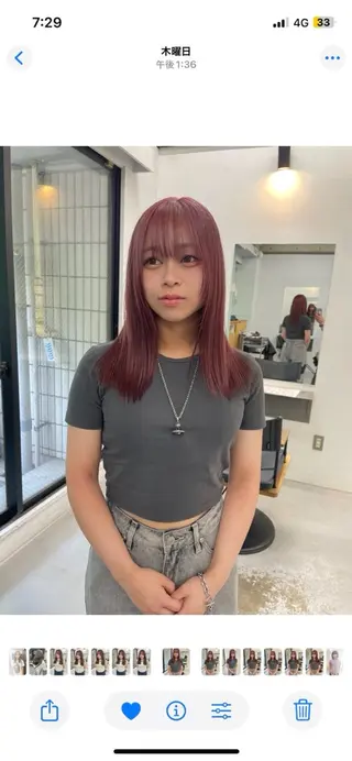 セミロング カラー カットモデル/ ハイトーン/ゆうあのヘアスタイル