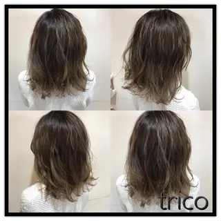 セミロング カラー 似合わせ/ブリーチ カラー.岡田友仁のヘアスタイル