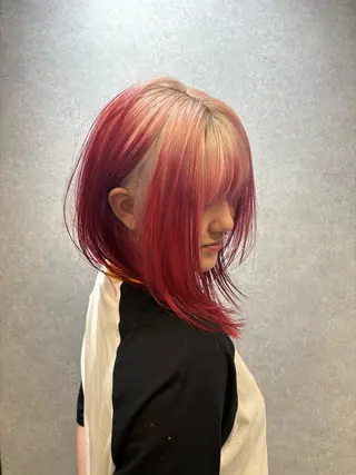 ミディアム カラー rilas博多所属・jyui/原宿 ハイトーン/デザインのヘアスタイル