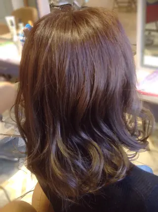ミディアム カラー ヘアアレンジ yeope所属・ハイトーンカラー ブリーチ専門・天神のヘアスタイル