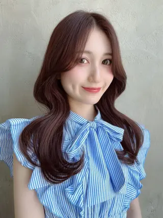 セミロング カラー パーマ 新宿✨顔周りカット 韓国ヘア/坂本亜裟海のヘアスタイル