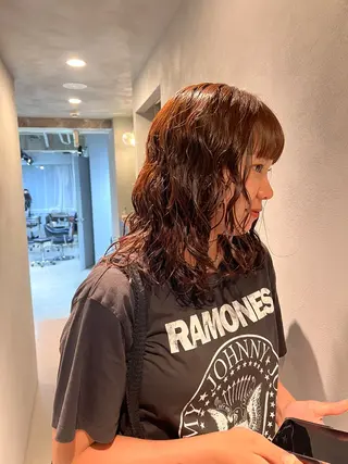 セミロング デジタルパーマ/ ウェーブパーマ/神野のヘアスタイル