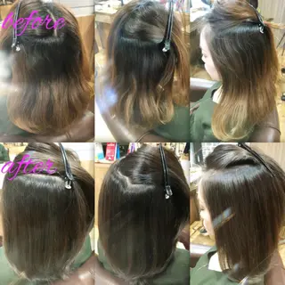 セミロング カラー パーマ ブリーチ縮毛矯正/ デサキ ショウヘイのヘアスタイル