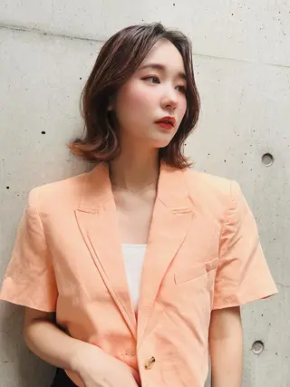 ミディアム カラー ヘアアレンジ マツエク・マツパ JILL ユキのヘアスタイル