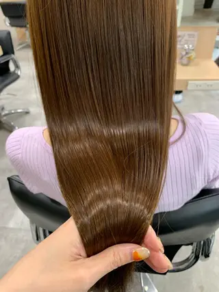 ロング カラー パーマ 髪質改善🩵艶髪 ストレート🩵山口のヘアスタイル