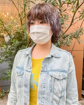 ショート カラー パーマ ボブ ブリーチ/miinaのヘアスタイル