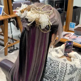 ロング ハイトーン/ダブル カラー/あやかのヘアスタイル