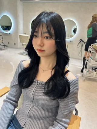 セミロング カラー 韓国風×髪質改善 ゆりのヘアスタイル