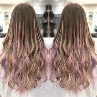 ロング カラー れん/ハイトーン /エクステ/韓国風のヘアスタイル