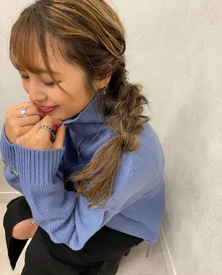 セミロング メンズバレイヤージュ 斉藤春のヘアスタイル