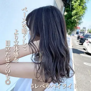セミロング カラー 具志 正太のヘアスタイル