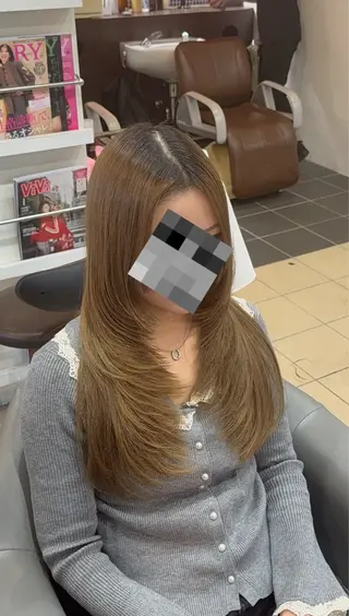 ロング レイヤーカット/ 縮毛矯正/海音のヘアスタイル