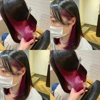 セミロング カラー 艶カラー/韓国顔周り 🎀mamiのヘアスタイル