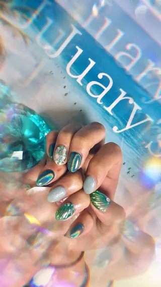 ミディアム カラー キッズ ネイル マツエク・マツパ 💎ビューティサロン 湘南　RIRAN💎のネイルデザイン