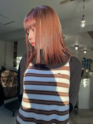 カラー ブリーチカラー🎀 韓国風/寺門美優のヘアスタイル